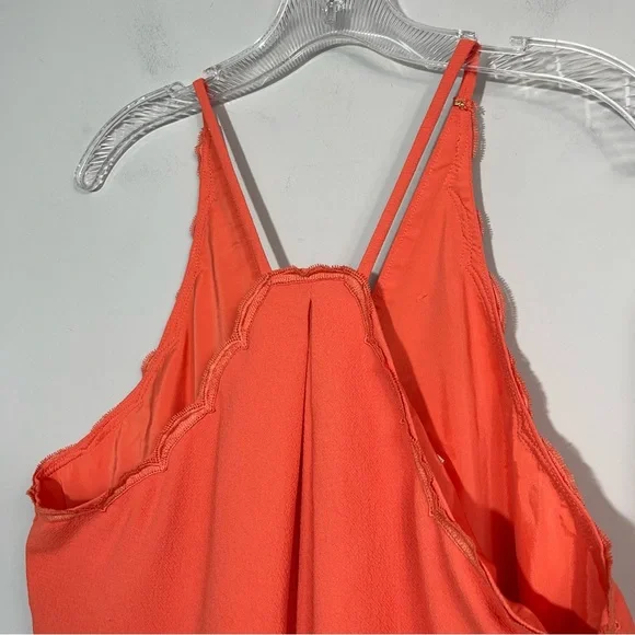 Trina Turk Scalloped Halter Mini Dress Coral Orange Crape Size 12 Spring Summer - Picture 11 of 16
